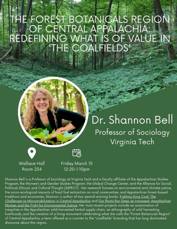 Flier announcing the colloquium for March 15, with speaker Dr. Shannon Bell, professor of sociology..
